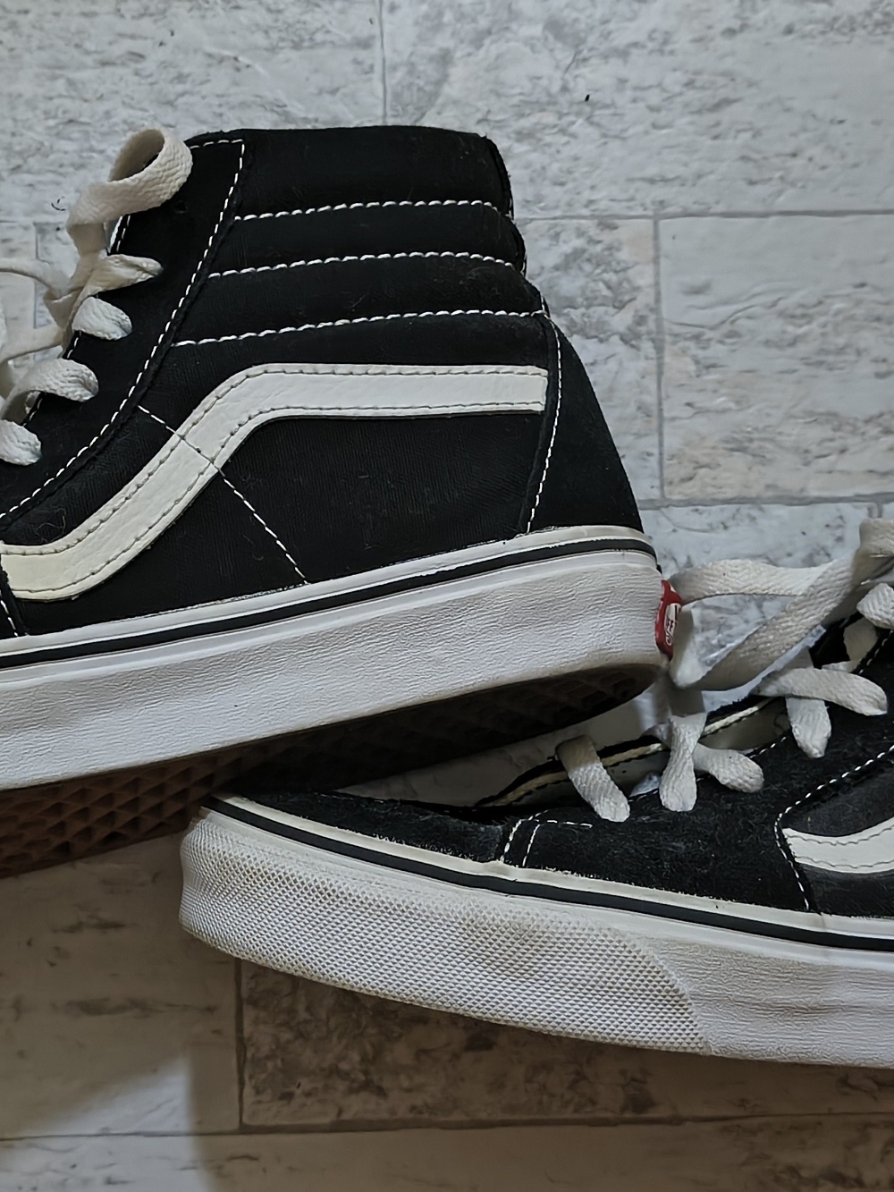 Vans Women Size 7.5 Black High-Top Skate Sneakers with White Stripe